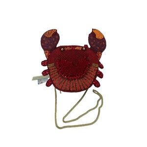 CRAB Beaded Bag Red Crossbody Handcrafted in India NWT Summer